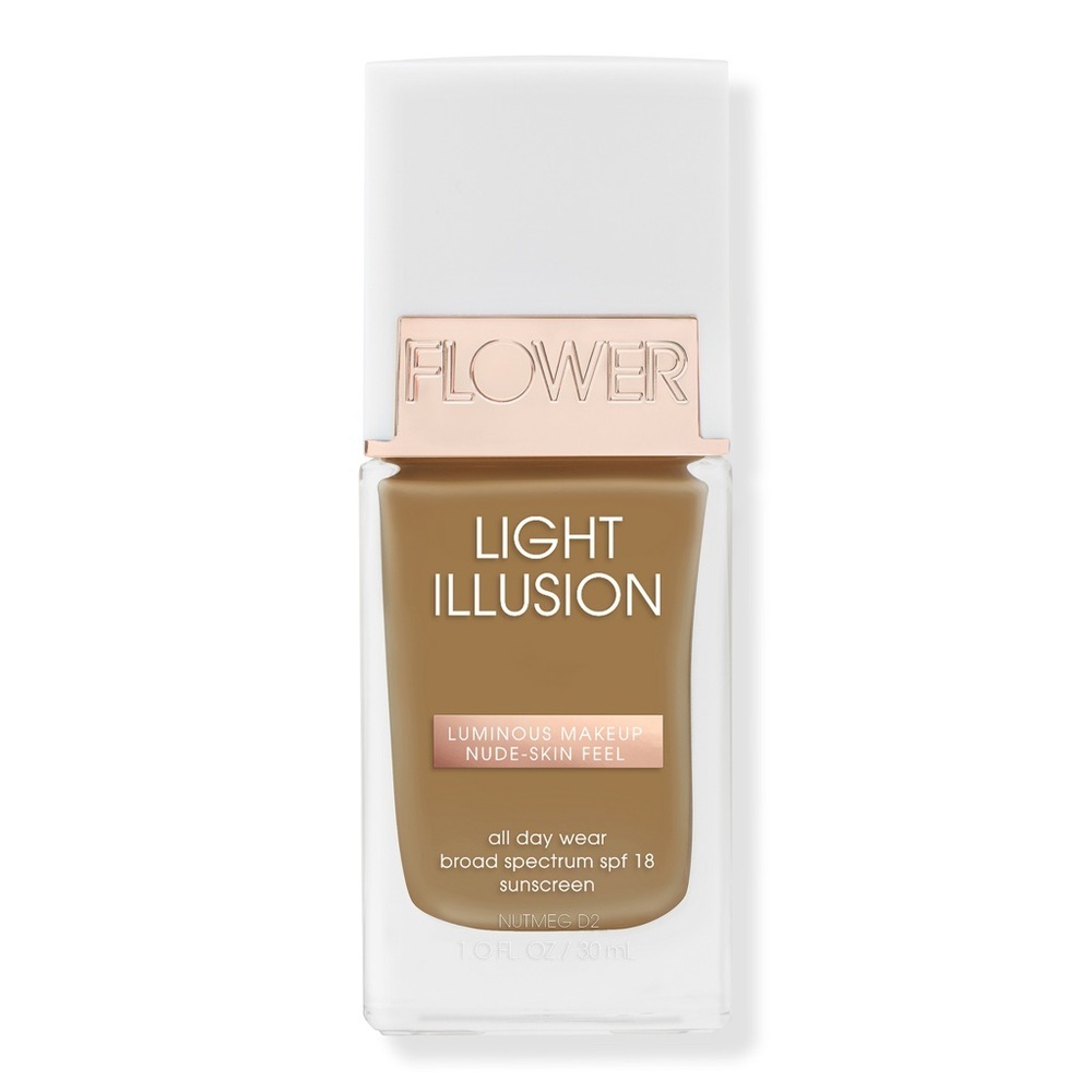 FLOWER Beauty Light Illusion‎ Liquid Foundation SPF 18 - Nutmeg D2 - New Sealed